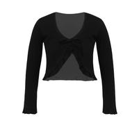 Fldy Alta Corta Bambina Bambina Ballet Bolero Danza Classica Maniche Lunghe Top Shrug Cardigan Maglioni Ginnastica Maglia Avvolgere sopra Nero 5-6 Anni