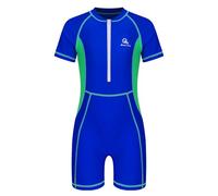 Fldy Costume da Bagno Bambino Bambina Zip Combishort Salopette Estate Surf Spiaggia Nuoto Muta Sub Sport Anti UV Maniche Corte Bodysuit Blu Reale 5-6 Anni