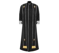 Fldy Costume Da Prete Uomo Tunica Incrociata Festa A Tema Costume Medievale Rinascimentale Halloween Cosplay Per Adulti Nero S