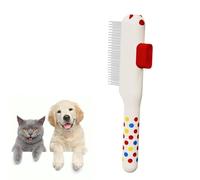 Flea Combs for Cats Dogs, Self-Cleaning Cat Flea Comb for Long & Short Hair Pets, Cat Grooming Brush with Release Button & Metal Round Teeth for Massage, Shedding Tangles (White)