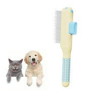 Flea Combs for Cats Dogs, Self-Cleaning Cat Flea Comb for Long & Short Hair Pets, Cat Grooming Brush with Release Button & Metal Round Teeth for Massage, Shedding Tangles (Yellow)