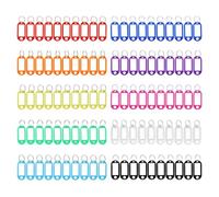 Flearitzo 100 pezzi di Portachiavi Etichette Plastica Targhetta Etichette per Chiavi in plastica con anello per chiavi valigie animali domestici（10 colori diversi）