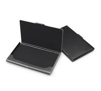 Flearitzo 2 Piezas Porta biglietti da visita in acciaio inox Design ultrasottile con chiusura a scatto unisex ideale per conservare biglietti da visita e carte di credito(Nero)