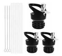 Flearitzo 3 Pezzi Tappo Borraccia Ricambio - Coperchio a Cannuccia - Tappo Borraccia Termica Paglia e Spazzola Pulizia per Hydro Flask Bocca Standard e 1,91/1,94 Pollici Bottiglie d'Acqua