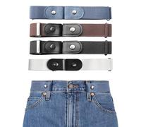 Flearitzo Cintura Elastica Senza Fibbia 4 Pezzi Regolabile Sgancio Rapido Unisex Cintura Elastica Invisibile per Jeans Pantaloni Design Minimalista Senza Fibbia