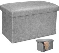 Flearitzo Pouf Contenitore Pieghevole - Puff Contenitore con Funzione di Archiviazione Pouf Poggiapiedi Cassapanca Dimensioni 40 x 25 x 25 cm Ideale per Soggiorno Ingresso Camera da Letto (Grigio)