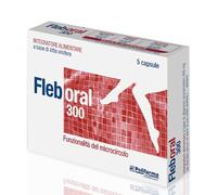 Fleboral 300, 5 Capsule Soft, Trattamento d'Urto, Integratore Microcircolo con Azione Booster per Gambe Pesanti e Gonfie, Vene Varicose, Capillari Rotti con 300 mg di Semi di Vitis Vinifera.