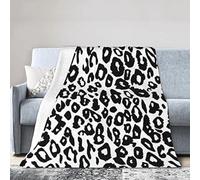 Fleecedecke Überwurfdecke mit Schwarzem und weißem Leopardenmuster für Couch Sofa Bettdecke Weiche Warme Decken für alle Jahreszeiten Leichte Reise- und Campingüberwurf, A002, 60"x50"