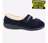 Fleet & Foster Capa Pantofole Donna Casual In Memory Foam Velour Blu Navy