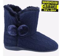 Fleet & Foster Pantofole Donna Bootie In Maglia Foderate Slip On Blu Navy