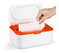 Flenpptly Dispenser di salviette per bambini, custodia per salviette, mantiene le salviette fresche, antiscivolo, facile da aprire e chiudere (arancione)
