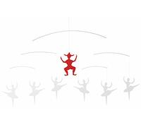 Flensted Ballerina Mobile in pellicola serigrafica, colore bianco e rosso, dimensioni: 38 x 70 cm, 126 W