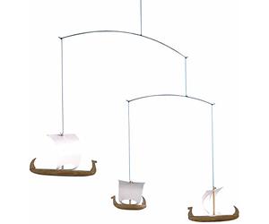 Flensted Mobiles Viking Ships 3 - Giostrina sospesa, 38,1 cm, in teak