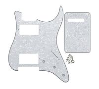 FLEOR 2 battipenna Humbucker Cut HH ST Guard e piastra posteriore a molla tremolo per chitarra ST standard americana, 4 STi bianco perla