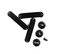 FLEOR 3 coperchi pickup single coil (senza fori) e 2 toni Manopole di controllo in plastica a 1 volume Set punta interruttore a 5 vie (stile incrociato) per ST, Nero