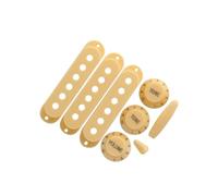 FLEOR 50/50/52 mm Single Coil Pickup Covers e 2 toni, 1 volume manopole di controllo in plastica Set 5-Way Switch Tip (stile incrociato) & Whammy Bar Tip per ST, crema