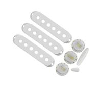 FLEOR 50/50/52 mm Single Coil Pickup Covers e 2 toni, 1 volume manopole di controllo in plastica Set 5-Way Switch Tip (stile incrociato) e punta Whammy Bar per ST, bianco