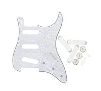 Fleor 8 fori Sss Pickguard con punte stile chiuso 50 mm pickup Covers 2T1 V manopole di controllo interruttore parte di chitarra per ST chitarra, 4 ply, white pearl