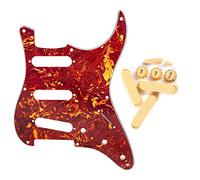 Fleor 8 fori Sss Pickguard con punte stile chiuso 50 mm pickup Covers 2T1 V manopole di controllo interruttore parte di chitarra per ST chitarra, 4 ply, red tortoise shell