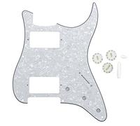 Fleor, battipenna con punte, manopole di controllo tono e volume, 2 tono e 1 volume, interruttore con 5 modalità con levetta, per ST, di ricambio, 4 ply, white pearl