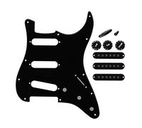 FLEOR Battipenna di ricambio per chitarra elettrica SSS Style con copri pickup Manopole di controllo 2T1V Punte per interruttore a levetta per ST, nero