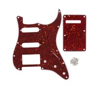 FLEOR Battipenna per chitarra a 11 fori SSH e tremolo, piastra posteriore con viti di montaggio, per chitarra standard ST/USA, tartaruga rossa a 4 strati