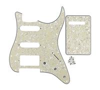 FLEOR Battipenna per chitarra a 11 fori SSH e tremolo, piastra posteriore con viti di montaggio, per chitarra standard ST/USA, 4 strati perlati invecchiati