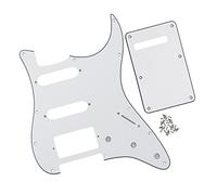 FLEOR Battipenna per chitarra elettrica HSS, 11 fori, stile ST, piastra posteriore con viti di montaggio, 3 strati, bianco