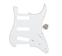 FLEOR Battipenna per chitarra SSS, 11 fori, con set di viti, 3 strati, bianco