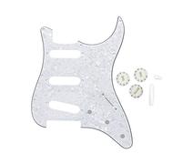 Fleor, battipenna SSS con pomelli/switch 2T1V per chitarra ST, 4ply, white pearl