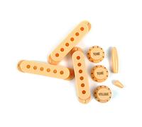 FLEOR Coperchi pickup ST 48/50/52 mm e 2 toni Manopole di controllo in plastica a 1 volume Set punta interruttore a 5 vie (stile incrociato) e punta barra Whammy per ST, Crema