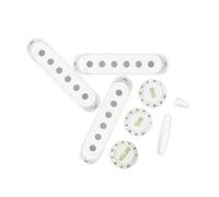 FLEOR Coperchi pickup ST 50/52/52 mm e 2 toni Manopole di controllo in plastica a 1 volume Set punta interruttore a 5 vie (stile incrociato) e punta barra Whammy per ST, Bianco