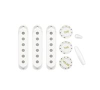 FLEOR Coperchi pickup ST 52/52/52 mm e 2 toni Manopole di controllo in plastica a 1 volume Set punta interruttore a 5 vie (stile incrociato) e punta barra Whammy per ST, Bianco