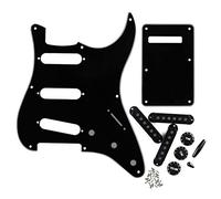 FLEOR Piastra antigraffio per chitarra elettrica 8 fori SSS Style Set di piastre posteriori per battipenna Copri pickup da 52 mm 2 manopole TIV Parte per chitarra, Nero/Bianco/Nero