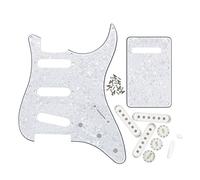 Fleor, piastre di protezione per battipenna di chitarra elettrica, 8 fori, stile SSS, piastra posteriore in set da 52 mm, protezioni di sostituzione per manopole di chitarra, 4 ply, white pearl