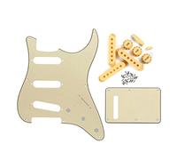 Fleor, piastre di protezione per battipenna di chitarra elettrica, 8 fori, stile SSS, piastra posteriore in set da 52 mm, protezioni di sostituzione per manopole di chitarra, 3 ply, cream
