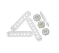 FLEOR Plastica bianca 50/50/52mm Single Coil Pickup Cover 2T1V Tone Volume Control Manopole Interruttore Tip Bar Tip Set