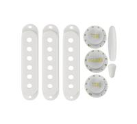 FLEOR Plastica bianca 52/52/52mm Single Coil Pickup Cover 2T1V Tone Volume Control Manopole Interruttore Tip Bar Tip Set