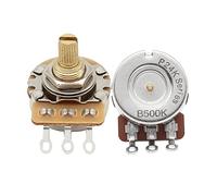 FLEOR Potenziometri di controllo con albero corto in ottone B500K Potenziometri conici lineari 24 scanalature albero diviso D3/8" per tono di controllo del volume chitarra elettrica, confezione da 2
