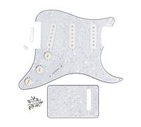 Fleor - set battipenna con 8 fori, piastra posteriore con 50 mm, 52 mm (2 pezzi), copri-pickup, manopole di controllo 2T1V, punta per ST, 4 ply, white pearl