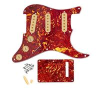 Fleor - set battipenna con 8 fori, piastra posteriore con 50 mm, 52 mm (2 pezzi), copri-pickup, manopole di controllo 2T1V, punta per ST, 4 ply, red tortoise shell