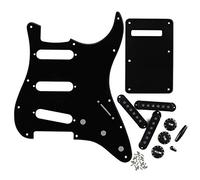FLEOR Set completo di ST Guitar SSS Pickguard Backplate 50/52/52 mm Pickup Covers 2T1V Manopole di controllo Selettore punta Braccio Bar Cap, 1Ply Nero