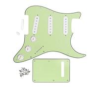 FLEOR Set completo di ST Guitar SSS Pickguard Backplate 50/52/52 mm Pickup Covers 2T1V Manopole di Controllo Punta Selettore Braccio Bar Cap, Verde menta