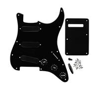 FLEOR Set completo di ST Guitar SSS Pickguard Backplate Chiuso Pickup Covers 2T1V Manopole di Controllo Selettore Punta Braccio Bar Cap, 1Ply Nero