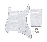 FLEOR Set completo di ST Guitar SSS Pickguard Backplate con 3 pz 52 mm Pickup Covers 2T1V Manopole di controllo Selettore Tip Braccio Bar Cap, Bianco Perla