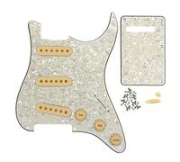 FLEOR Set completo di ST Guitar SSS Pickguard Backplate con 3 pz 52 mm Pickup Covers 2T1V Manopole di Controllo Punta Selettore Braccio Bar Cap, Perla Invecchiata