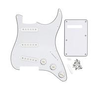 FLEOR Set completo di ST Guitar SSS Pickguard posteriore con 3 pz 52 mm Pickup Covers 2T1V Manopole di controllo Selettore Tip Braccio Bar Cap, 3Ply Bianco