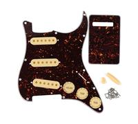 FLEOR Set completo di ST Guitar SSS Pickguard posteriore con 3 pz 52 mm Pickup Covers 2T1V Manopole di controllo Selettore Tip Braccio Bar Cap, marrone tartaruga