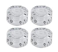 FLEOR Set di 4 manopole per chitarra a cilindro, con lettera nera, per LP e SG, trasparenti