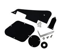 FLEOR Set di battipenna LP/controllo piastra/coperchio interruttore selettore/anello interruttore a levetta/coperchio truss rod/staffa cromata/montaggio viti per chitarra standard LP, 1ST nero